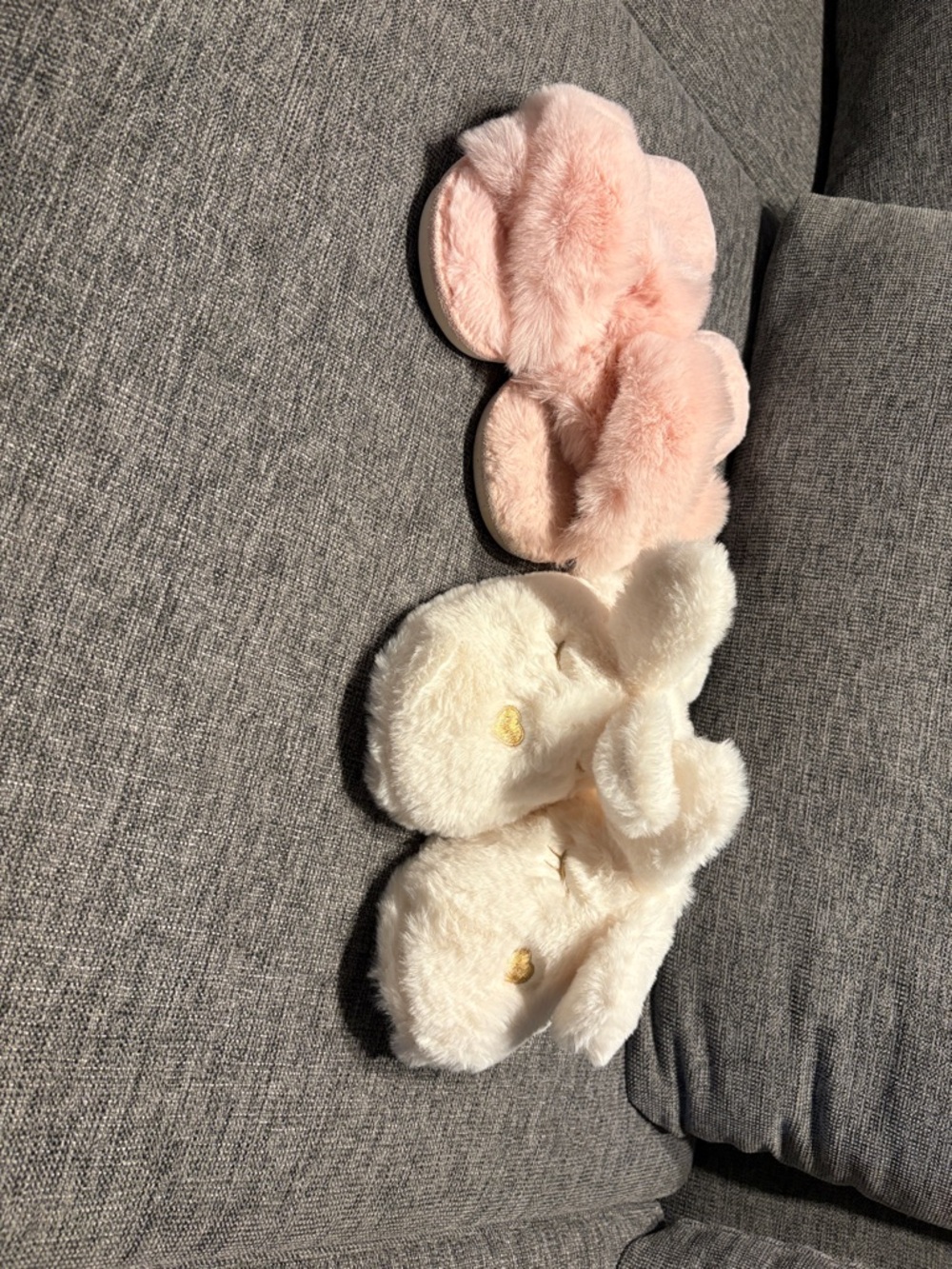 Plush Fuzzy Slide slippers- Pink and Cream- both sold together